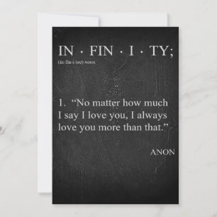 INFINITY Love you more Dictionary Definition CARD Kaart