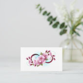 Infinity met Sakura Blossom Flowers Afsprakenkaartje (Staand voorkant)