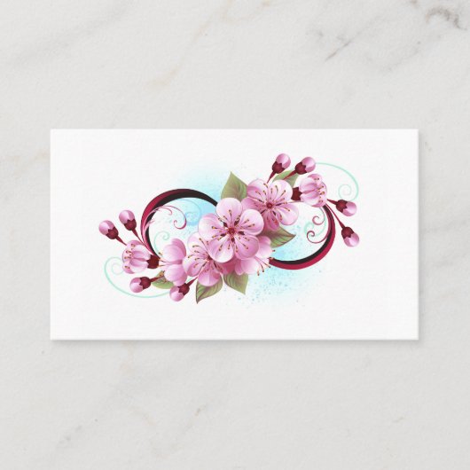 Infinity met Sakura Blossom Flowers Afsprakenkaartje (Voorkant)
