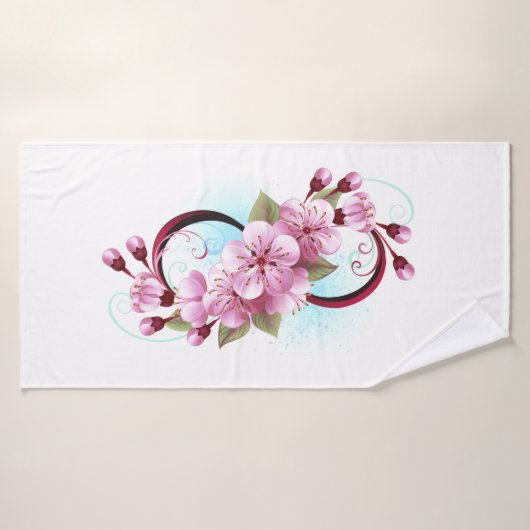 Infinity met Sakura Blossom Flowers Badhanddoek (Badhanddoek)