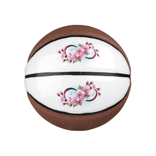 Infinity met Sakura Blossom Flowers Basketbal (Voorkant)