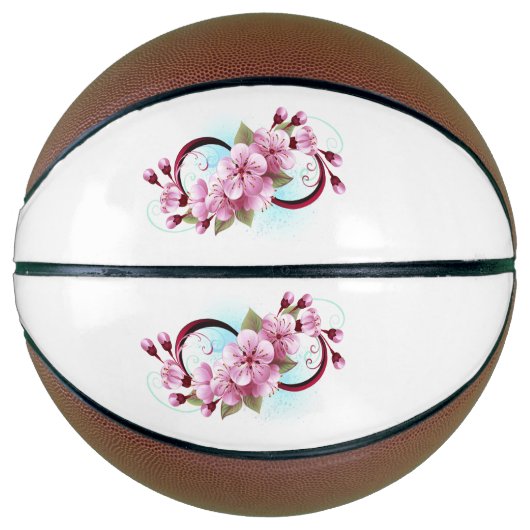 Infinity met Sakura Blossom Flowers Basketbal (Voorkant)
