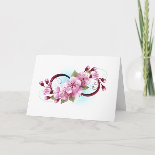 Infinity met Sakura Blossom Flowers Bedankkaart (Voorkant)