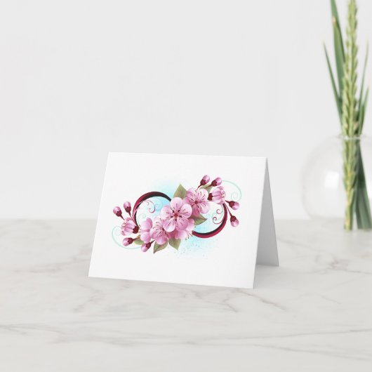 Infinity met Sakura Blossom Flowers Bedankkaart (Voorkant)