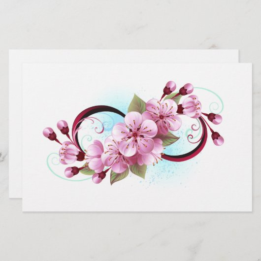 Infinity met Sakura Blossom Flowers Briefpapier (Voorkant / Achterkant)