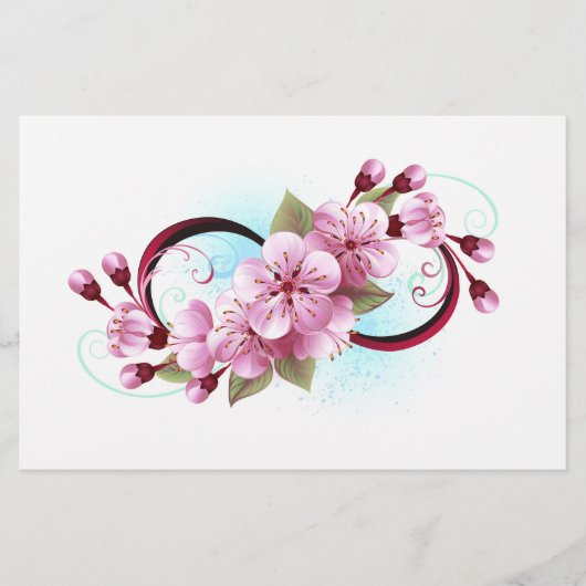 Infinity met Sakura Blossom Flowers Briefpapier (Voorkant)