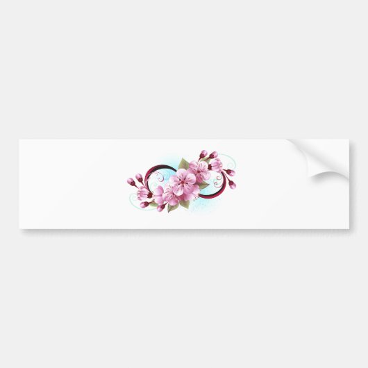 Infinity met Sakura Blossom Flowers Bumpersticker (Voorkant)
