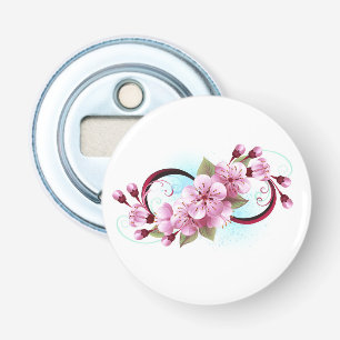 Infinity met Sakura Blossom Flowers Button Flesopener