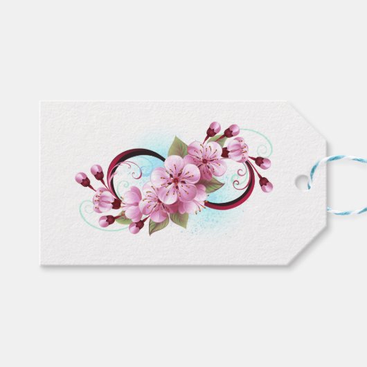 Infinity met Sakura Blossom Flowers Cadeaulabel (Voorkant (Horizontaal))