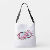 Infinity met Sakura Blossom Flowers Crossbody Tas (Achterkant)
