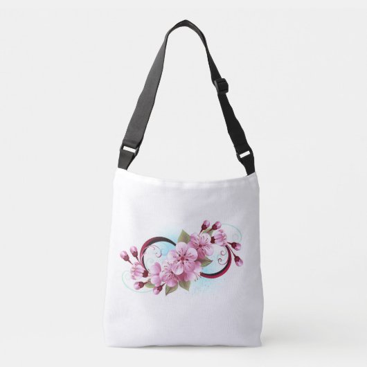 Infinity met Sakura Blossom Flowers Crossbody Tas (Voorkant)