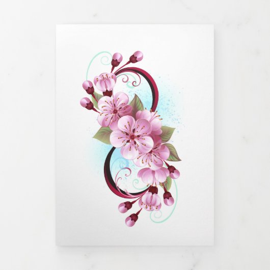 Infinity met Sakura Blossom Flowers Drieluik Kaart (Cover)