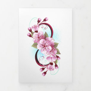 Infinity met Sakura Blossom Flowers Drieluik Wenskaart