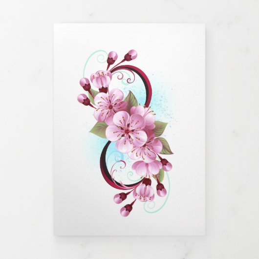 Infinity met Sakura Blossom Flowers Drieluik Wenskaart (Cover)