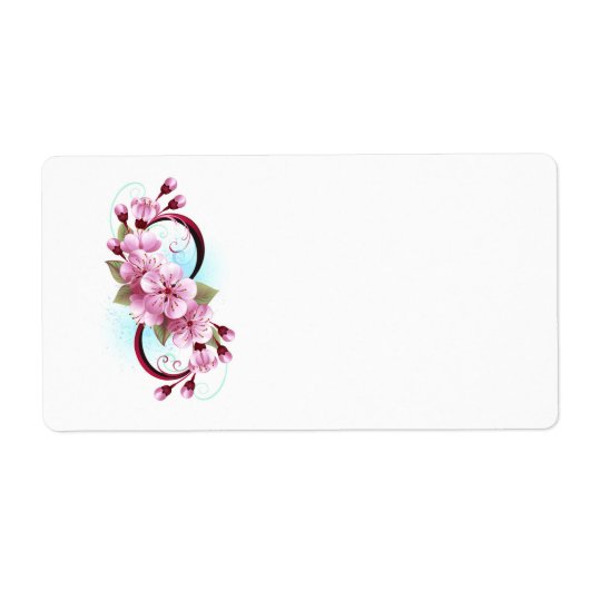Infinity met Sakura Blossom Flowers Etiket (Voorkant)