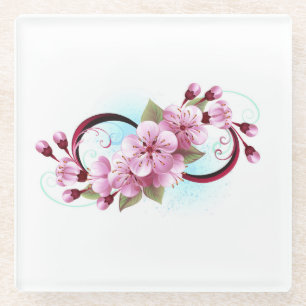 Infinity met Sakura Blossom Flowers Glazen Onderzetter