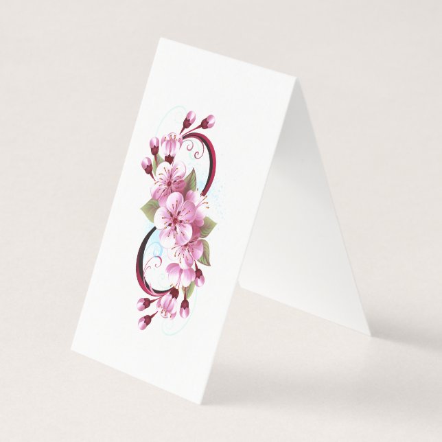 Infinity met Sakura Blossom Flowers Kaart (Achterkant)