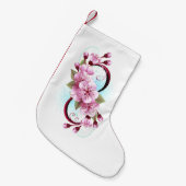 Infinity met Sakura Blossom Flowers Kleine Kerstsok (Voorkant (Hangend))