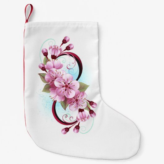 Infinity met Sakura Blossom Flowers Kleine Kerstsok (Voorkant)