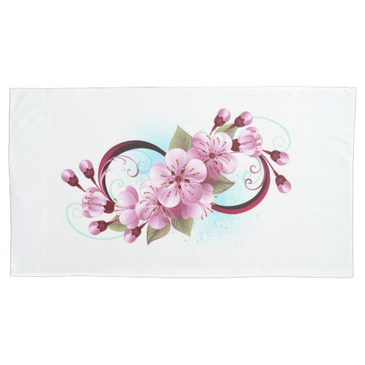 Infinity met Sakura Blossom Flowers Kussensloop (Voorkant)