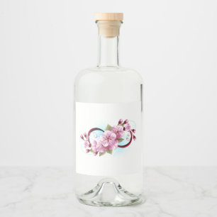 Infinity met Sakura Blossom Flowers Likeurfles Etiket