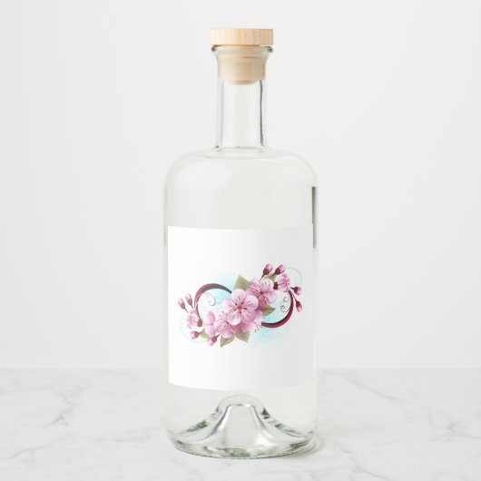 Infinity met Sakura Blossom Flowers Likeurfles Etiket (Voorkant)