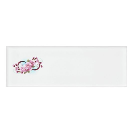 Infinity met Sakura Blossom Flowers Naambadge (Voorkant)