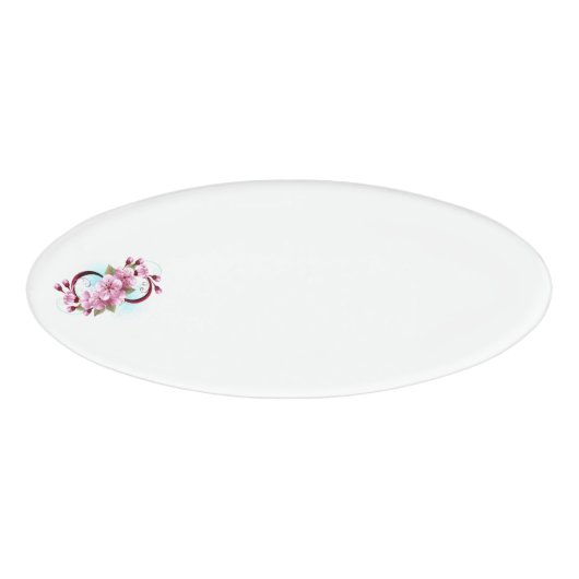 Infinity met Sakura Blossom Flowers Naambadge (Voorkant)