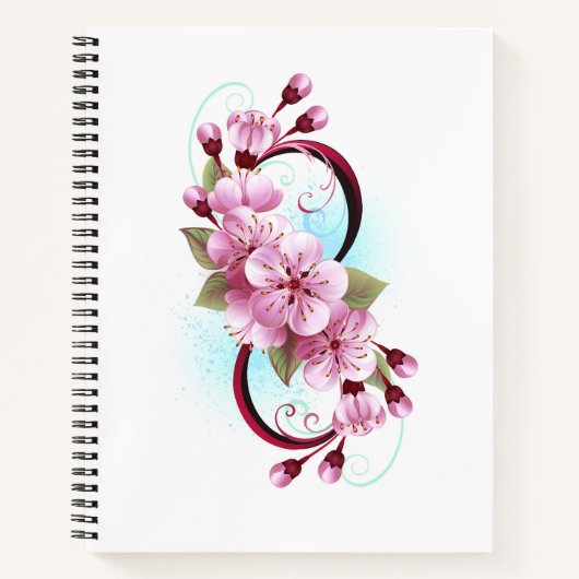 Infinity met Sakura Blossom Flowers Notitieboek (Voorkant)