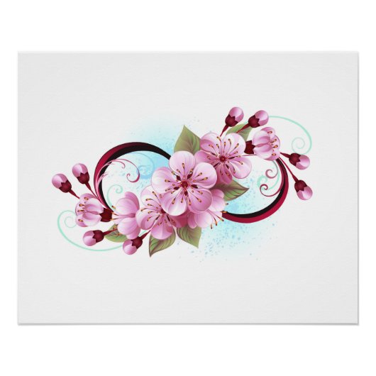 Infinity met Sakura Blossom Flowers Perfect Poster (Voorkant)