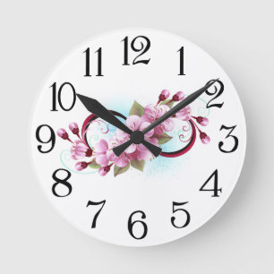 Infinity met Sakura Blossom Flowers Ronde Klok