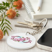 Infinity met Sakura Blossom Flowers Sleutelhanger (Voorkant Rechts)
