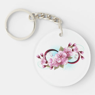 Infinity met Sakura Blossom Flowers Sleutelhanger