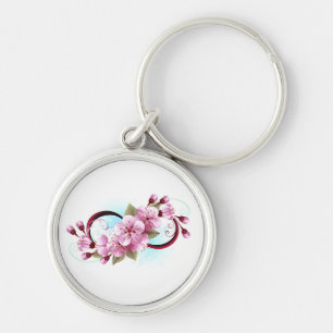 Infinity met Sakura Blossom Flowers Sleutelhanger