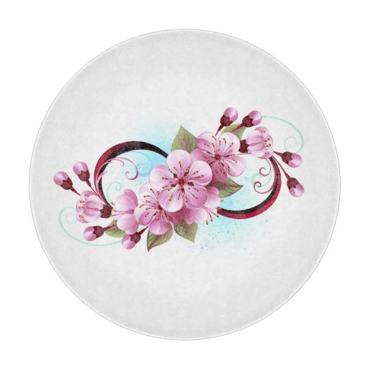 Infinity met Sakura Blossom Flowers Snijplank (Voorkant)
