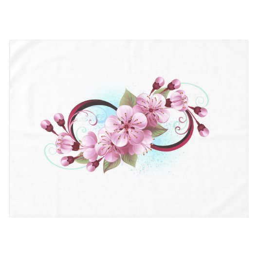 Infinity met Sakura Blossom Flowers Tafelkleed (Voorkant (Horizontaal))
