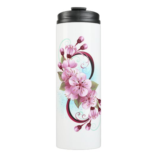 Infinity met Sakura Blossom Flowers Thermosbeker (Voorkant)