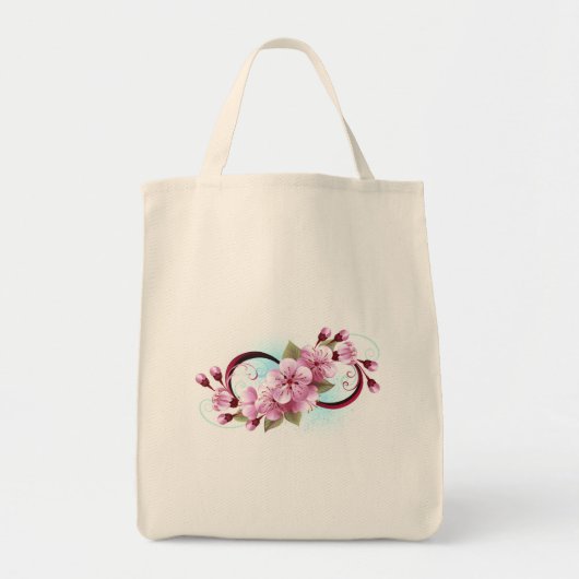 Infinity met Sakura Blossom Flowers Tote Bag (Voorkant)