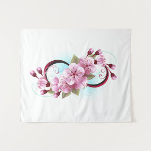 Infinity met Sakura Blossom Flowers Wandkleed