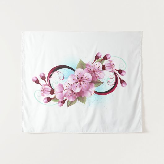 Infinity met Sakura Blossom Flowers Wandkleed (Voorkant (horizontaal))