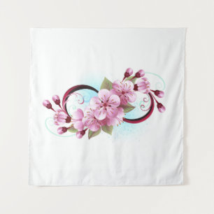 Infinity met Sakura Blossom Flowers Wandkleed