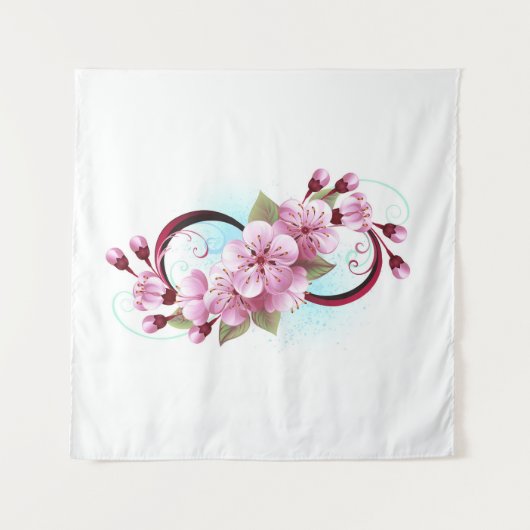 Infinity met Sakura Blossom Flowers Wandkleed (Voorkant)