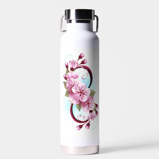 Infinity met Sakura Blossom Flowers Waterfles (Voorkant)