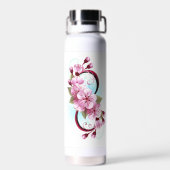 Infinity met Sakura Blossom Flowers Waterfles (Achterkant)