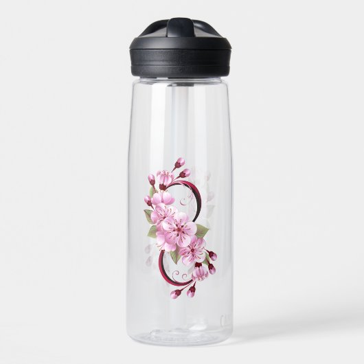 Infinity met Sakura Blossom Flowers Waterfles (Voorkant)