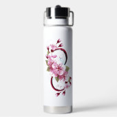 Infinity met Sakura Blossom Flowers Waterfles (Achterkant)