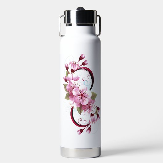 Infinity met Sakura Blossom Flowers Waterfles (Voorkant)