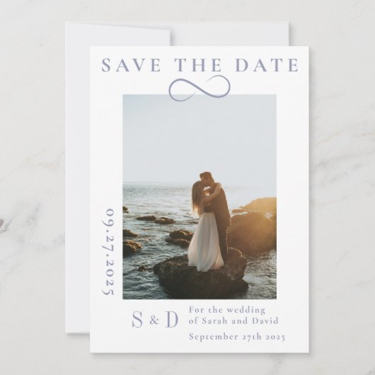 Infinity Minimalist Powder Blue Bewaar de datum Save The Date (Voorkant)