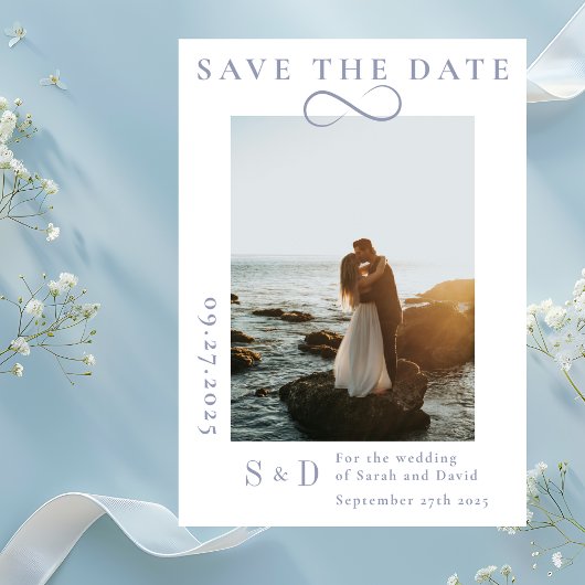 Infinity Minimalist Powder Blue Bewaar de datum Save The Date