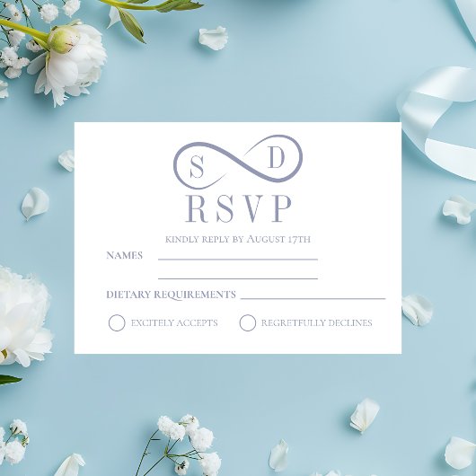 Infinity Minimalist Powder Blue RSVP Kaartje